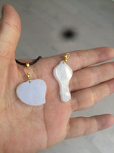 Load image into Gallery viewer, Type A 100% Natural white/light Purple Heart and key Jadeite Jade Pendant AF34
