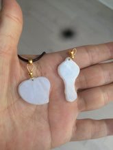 Load image into Gallery viewer, Type A 100% Natural white/light Purple Heart and key Jadeite Jade Pendant AF34