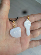Load image into Gallery viewer, Type A 100% Natural white/light Purple Heart and key Jadeite Jade Pendant AF34