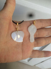 Load image into Gallery viewer, Type A 100% Natural white/light Purple Heart and key Jadeite Jade Pendant AF34