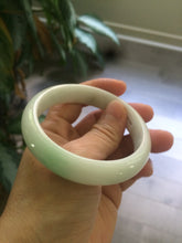 Load image into Gallery viewer, 56mm Certified Type A 100% Natural sunny green/white(白底青) Jadeite Jade bangle G71-1309
