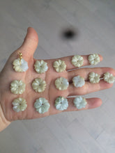 Load image into Gallery viewer, Type A 100Natural 3D light yellow/white jadeite Jade Hawaii flower Pendant necklace AF32