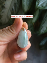 Load image into Gallery viewer, 100% natural icy watery green/purple type A jadeite jade water drop pendant necklace group AD23