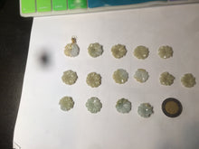 Load image into Gallery viewer, Type A 100Natural 3D light yellow/white jadeite Jade Hawaii flower Pendant necklace AF32