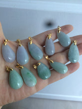 Load image into Gallery viewer, 100% natural icy watery green/purple type A jadeite jade water drop pendant necklace group AD23