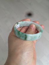 Load image into Gallery viewer, 52.6mm 100% natural Type A green/yellow/white with floating green flowers square jadeite jade bangle A85-8807