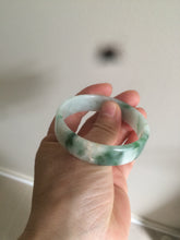 Load image into Gallery viewer, 52.6mm 100% natural Type A green/yellow/white with floating green flowers square jadeite jade bangle A85-8807