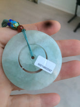 Load image into Gallery viewer, 46.7mm Certified Type A 100% Natural light green Jadeite Jade concentric circle safety Guardian ring Pendant (子母扣,同心环) AD26-2567