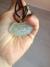 Load image into Gallery viewer, 100% Natural green/white icy Jadeite Jade healthy and longevity lock pendant AF30