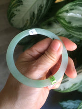 Load image into Gallery viewer, 56.9mm Certified Type A 100% Natural icy sunny green super thin style Jadeite bangle U59-6989