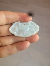 Load image into Gallery viewer, 100% Natural green/white icy Jadeite Jade healthy and longevity lock pendant AF30