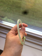 Load image into Gallery viewer, 56.9mm Certified Type A 100% Natural icy sunny green super thin style Jadeite bangle U59-6989