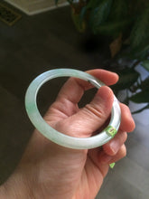 Load image into Gallery viewer, 56.9mm Certified Type A 100% Natural icy sunny green super thin style Jadeite bangle U59-6989