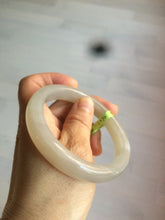 Load image into Gallery viewer, 58.5mm Certified Type A 100% Natural super icy gray/white nephrite Jade bangle HE39-2070