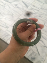 Load image into Gallery viewer, 57.4mm 100% natural certified dark green/gray nephrite jade bangle HF69-6454