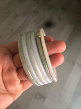 Load image into Gallery viewer, 52-55mm Certified Type A 100% Natural light green/white flat style Jadeite bangle group S25