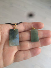 Load image into Gallery viewer, 100% natural icy watery dark green jadeite jade safe and sound couple pendant pair AF26