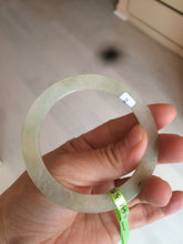 Load image into Gallery viewer, 55.2 mm certified Type A 100% Natural icy green/yellow super thin Jadeite bangle AH48-1451