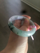 Load image into Gallery viewer, 55.2mm certified type A 100% Natural sunny green/purple/gray jadeite jade bangle A22-0106