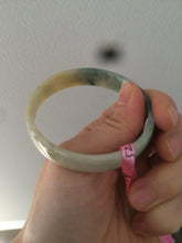 Load image into Gallery viewer, 52.3mm certified jadeite jade bangle green/yellow thin style small hand L14-3899