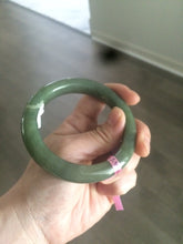 Load image into Gallery viewer, 57.4mm 100% natural certified dark green/gray nephrite jade bangle HF69-6454