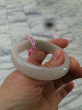 Load image into Gallery viewer, 47.5mm Certified Type A 100% Natural icy light green/white oval Jadeite Jade bangle Q61-6673