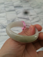 Load image into Gallery viewer, 47.5mm Certified Type A 100% Natural icy light green/white oval Jadeite Jade bangle Q61-6673