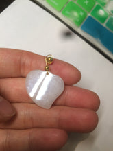 Load image into Gallery viewer, Type A 100% Natural white/light Purple Heart and key Jadeite Jade Pendant AF34