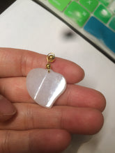 Load image into Gallery viewer, Type A 100% Natural white/light Purple Heart and key Jadeite Jade Pendant AF34