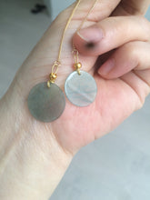 Load image into Gallery viewer, 100% Natural icy watery blue/green/gray plate (蝉翼) dangling Guatemala jadeite Jade earring S46