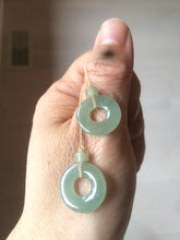 Load image into Gallery viewer, Sold 100% Natural watery safe and sound mom and daughter buckle dangling jadeite Jade earring AS2