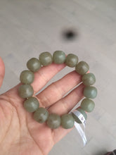 Load image into Gallery viewer, 100% Natural 13.8x13mm green/yellow/brown vintage style nephrite Jade bead man bracelet HF9