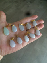 Load image into Gallery viewer, 100% natural icy watery green/white/purple type A jadeite jade water drop pendant necklace group AT78