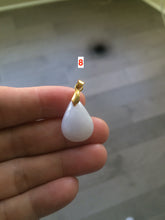 Load image into Gallery viewer, 100% natural icy watery green/white/purple type A jadeite jade water drop pendant necklace group AT78