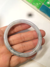 Load image into Gallery viewer, 49.5mm Certified Type A 100% Natural icy light green purple round cut oval Jadeite Jade bangle AQ32-2403