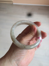 Load image into Gallery viewer, 57.2mm certified type A 100% Natural icy watery pale pinkish gray/white/gray/black Jadeite Jade bangle X39-1616