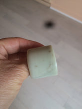 Load image into Gallery viewer, 100% Natural beige with brown flying dandelions nephrite Jade men's thumb ring HE10