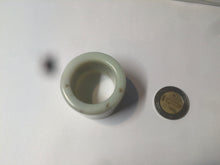 Load image into Gallery viewer, 100% Natural beige with brown flying dandelions nephrite Jade men's thumb ring HE10