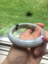Load image into Gallery viewer, 55.2mm certified type A 100% Natural sunny green/purple/gray jadeite jade bangle A22-0106