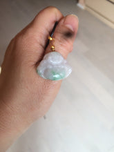 Load image into Gallery viewer, Certified 100% Natural sunny green/white/light purple happy buddha jadeite Jade pendant necklace X110-3-7354