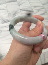 Load image into Gallery viewer, 55.2mm certified type A 100% Natural sunny green/purple/gray jadeite jade bangle A22-0106