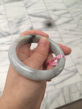 Load image into Gallery viewer, 55.2mm certified type A 100% Natural sunny green/purple/gray jadeite jade bangle A22-0106