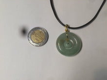 Load image into Gallery viewer, 23.6mm Type A 100% Natural light green Jadeite Jade concentric circle safety Guardian ring Pendant (子母扣,同心环) AF44-1