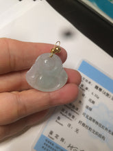Load image into Gallery viewer, Certified 100% Natural light green/white happy buddha jadeite Jade pendant necklace X110-4-7361