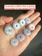 Load image into Gallery viewer, 16.5-19.8mm Type A 100% Natural light purple/white Jadeite Jade Safety Guardian Button donut Pendant group AT71 add on item
