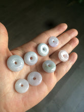 Load image into Gallery viewer, 16.5-19.8mm Type A 100% Natural light purple/white Jadeite Jade Safety Guardian Button donut Pendant group AT71 add on item