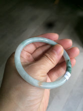 Load image into Gallery viewer, 55.5mm Certified type A 100% Natural light green/yellow with floating flowers slim round cut jadeite jade bangle AS23-0143