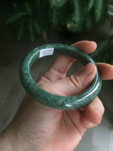 Load image into Gallery viewer, 56.5mm Certified Type A 100% Natural spinach green Jadeite Jade bangle KS82-0711