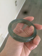 Load image into Gallery viewer, 53.7mm 100% Natural icy watery blue/black/gray Xiu Jade (Serpentine) bangle A32