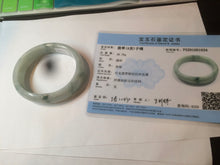 Load image into Gallery viewer, 52mm certified type A100% Natural green white oval Jadeite Jade bangle H148-1034